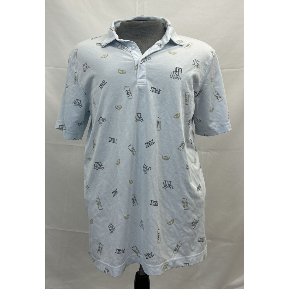 Travis Mathew Polo Shirt Mens Large White Truly Hard Seltzer Golf Performance FS